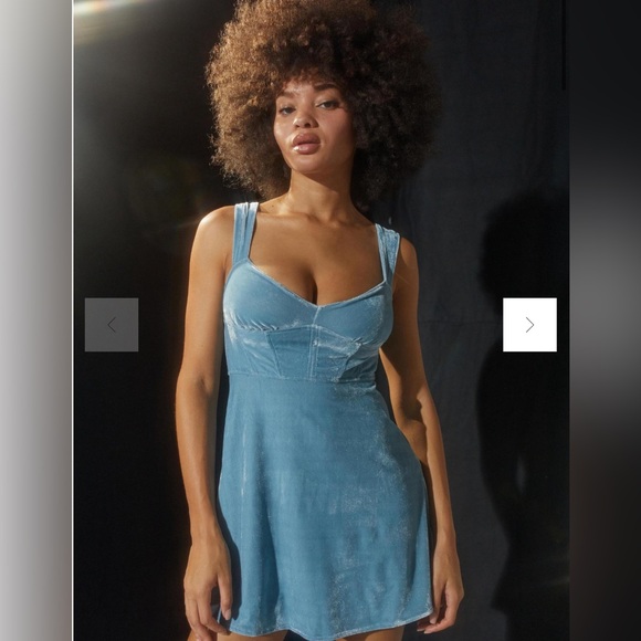 Urban Outfitters Dresses & Skirts - Urban Outfitters Light Blue Velvet Mini Dress